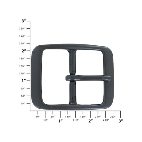 1 3/4" Black, Center Bar Buckle, Solid Brass