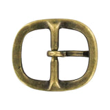 1" Antique Brass, 1.5"x1.75" Oval Center Bar Buckle, Solid Brass