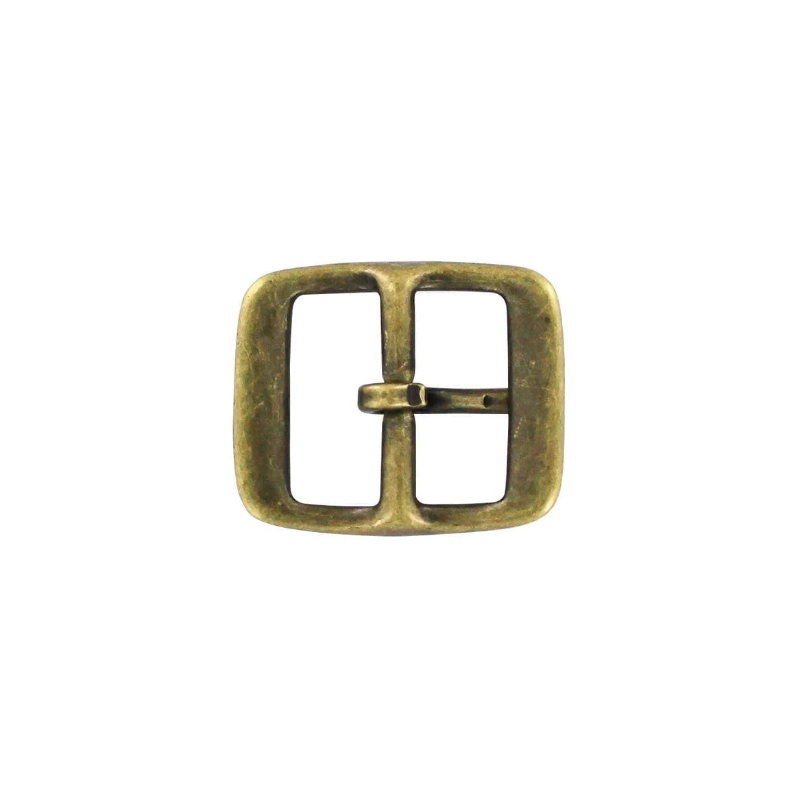1" Antique Brass, 1.5"x1.75" Rectangular Center Bar Buckle, Solid Brass