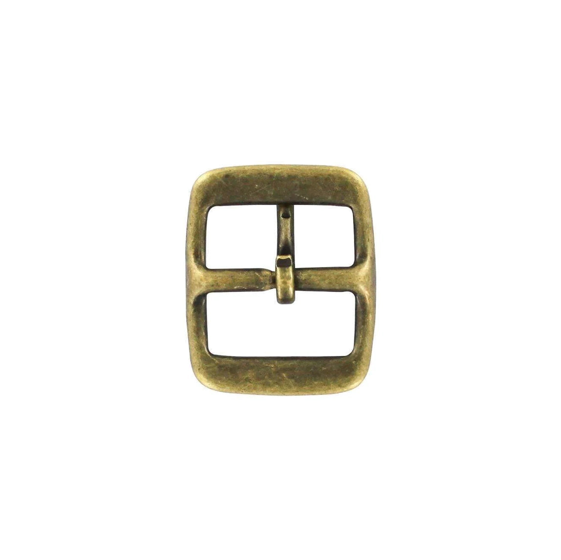 1" Antique Brass, 1.5"x1.75" Rectangular Center Bar Buckle, Solid Brass