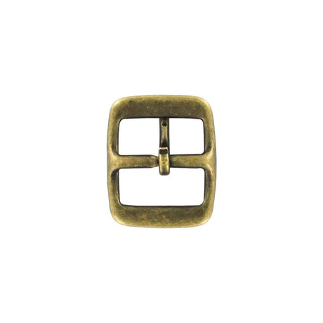 1" Antique Brass, 1.5"x1.75" Rectangular Center Bar Buckle, Solid Brass