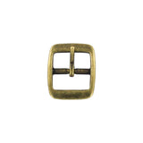 1" Antique Brass, 1.5"x1.75" Rectangular Center Bar Buckle, Solid Brass