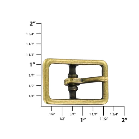 3/4" Antique Brass, Center Bar Buckle, Solid Brass