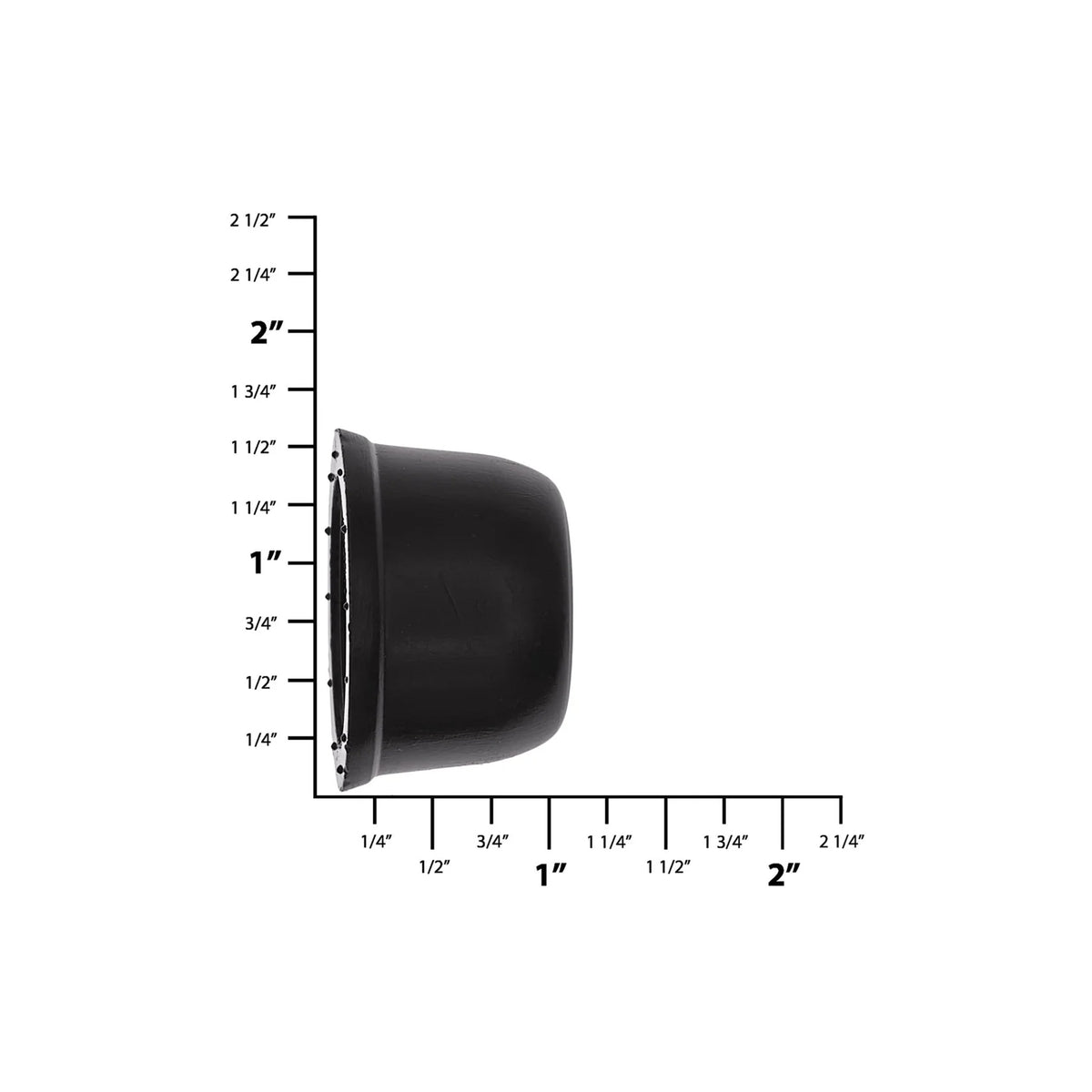 3/4" Black, Bottom Stud, Plastic With Force Fit Rivet