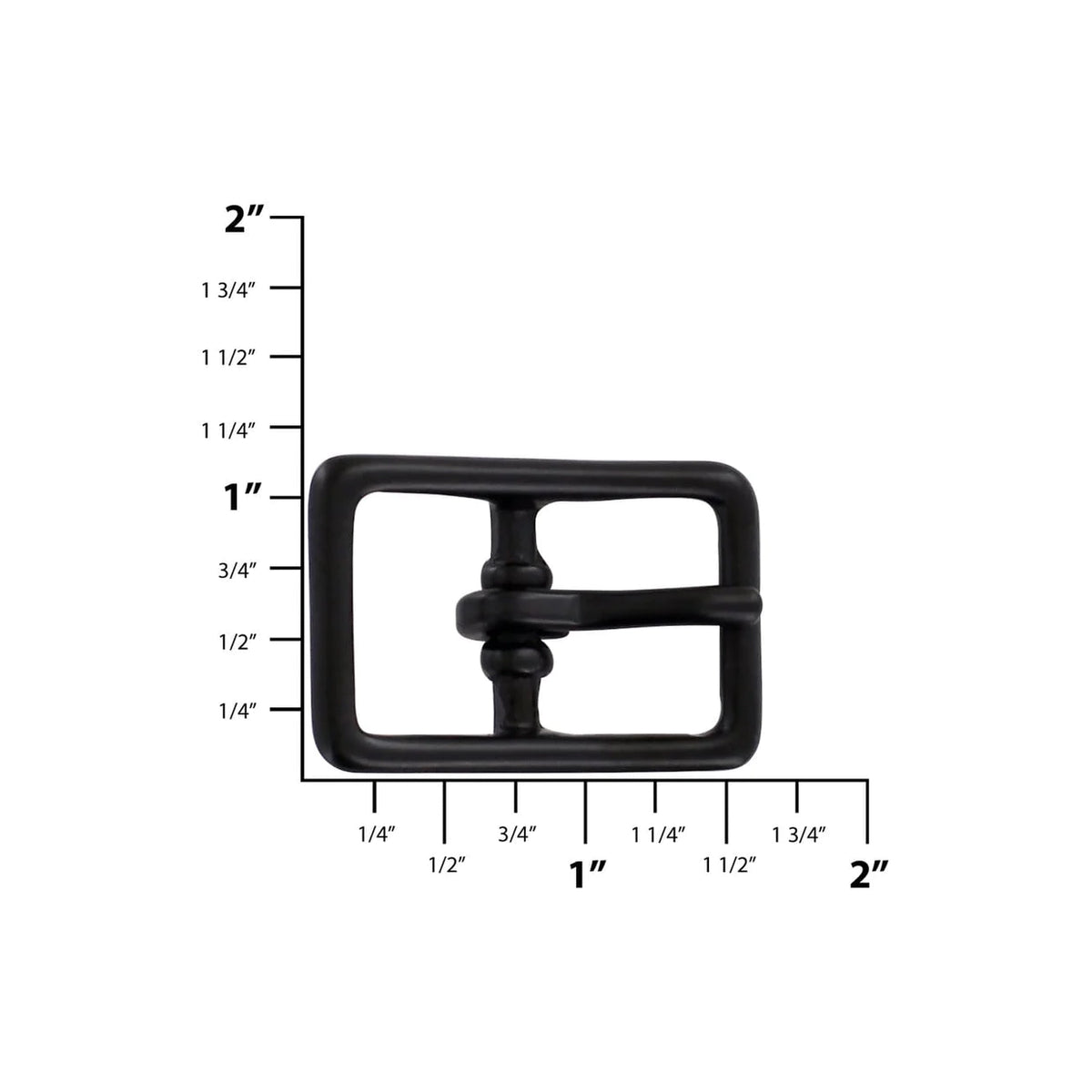 3/4" Black, Center Bar Buckle, Solid Brass