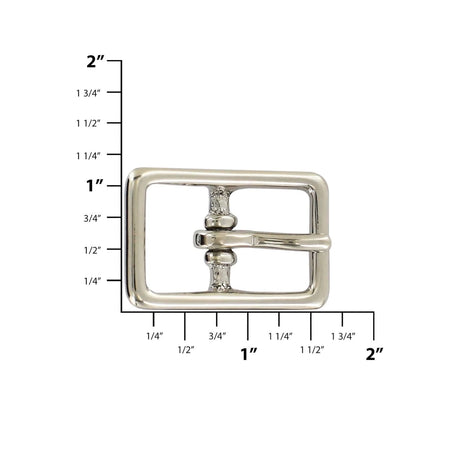 3/4" Nickel, 28x43mm Center Bar Buckle, Solid Brass