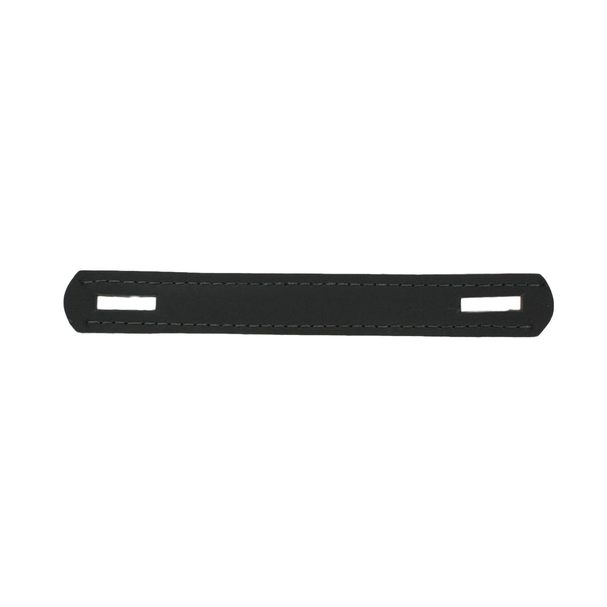 1" Textured Matte Black, Wide Slotted Round End Trunk Handle, Leather
