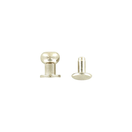 8mm Shiny Nickel, Collar Button Press Stud, Solid Brass