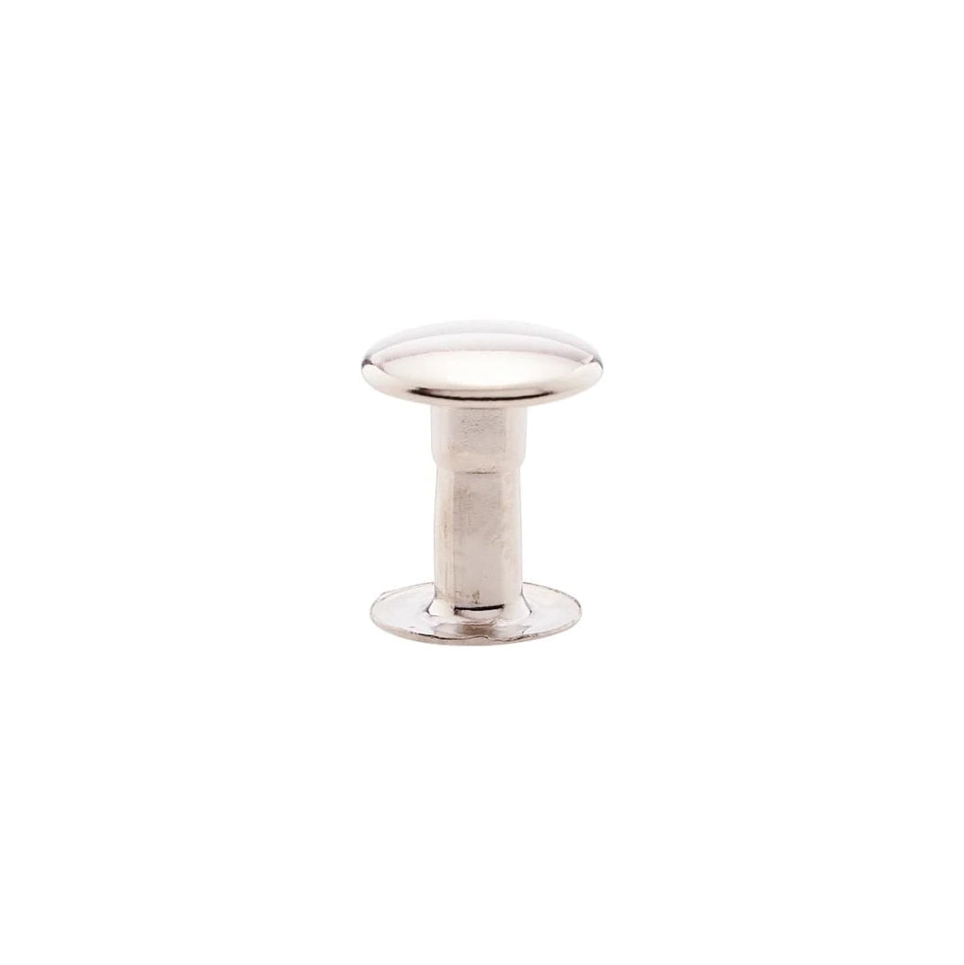 9mm Nickel, Single Cap Jiffy Rivet, Solid Brass- 100pk