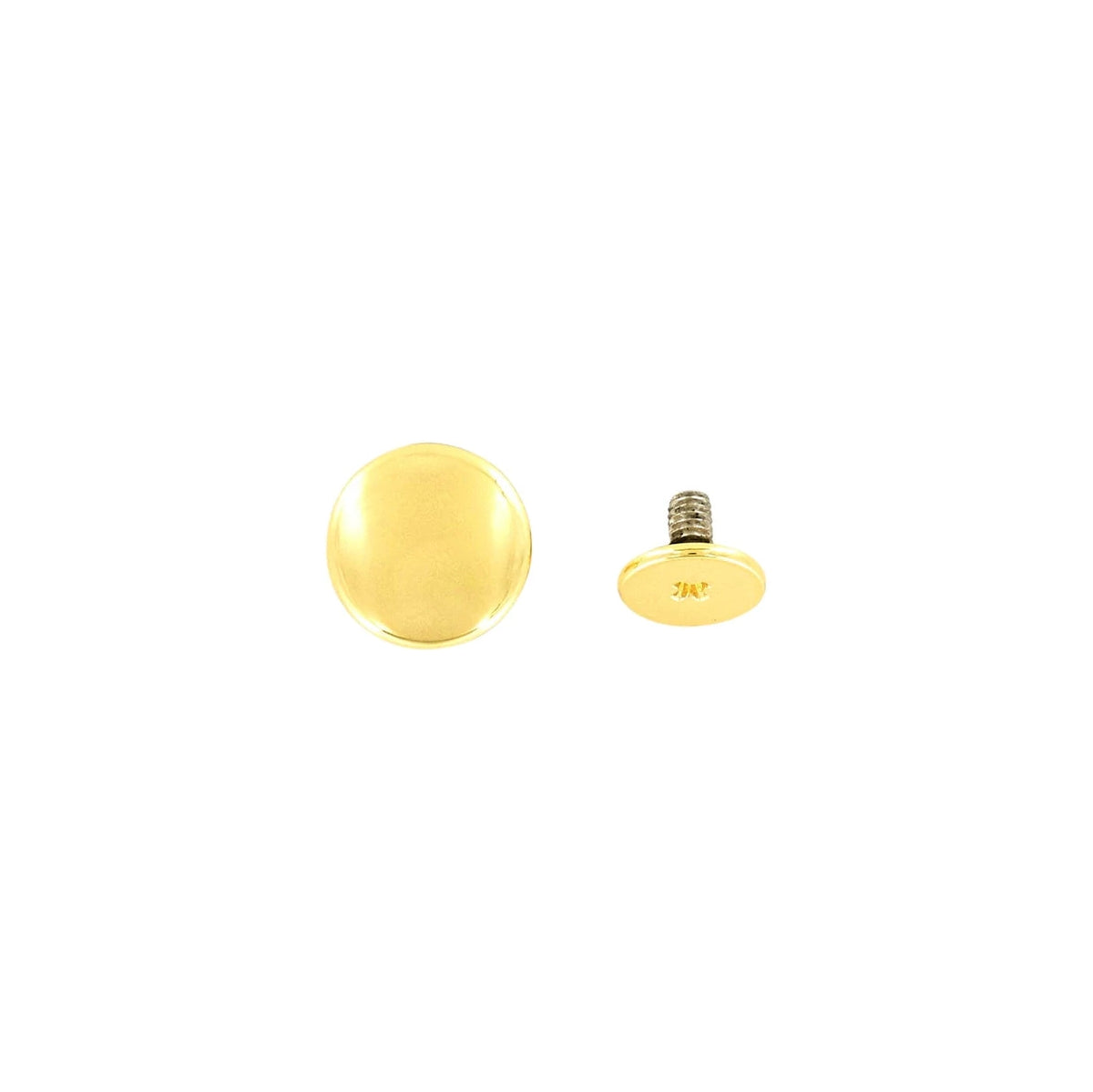11mm Shiny Gold, Flat Top Stud with Screw, Zinc Alloy - PK5