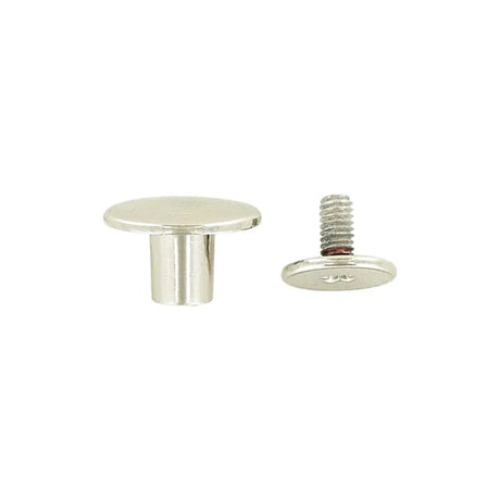 11mm Shiny Nickel, Flat Top Stud with Screw, Zinc Alloy - PK5