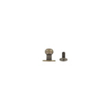 12mm, Antique Brass, Flat Top Collar Button Stud with Screw, Solid Brass