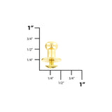 12mm, Brass, Flat Top Collar Button Stud with Screw, Solid Brass