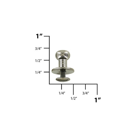 12mm, Gunmetal, Flat Top Collar Button Stud with Screw, Solid Brass