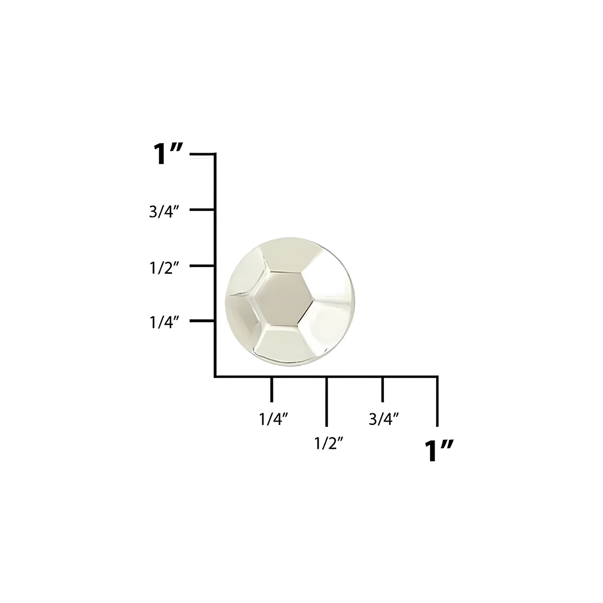 15mm Nickel, Hexigon Stud With Screw, Zinc Alloy -PK5
