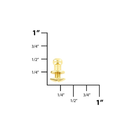 7mm, Gold, Small Collar Button Stud with Screw, Solid Brass - PK5