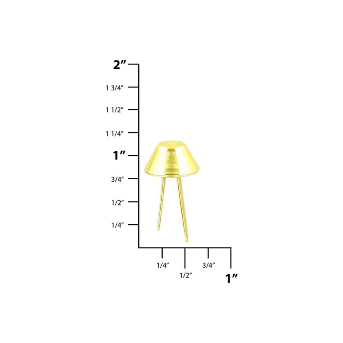5/8" Brass, Cone Handbag Bottom Stud Prong, Zinc Alloy-PK10