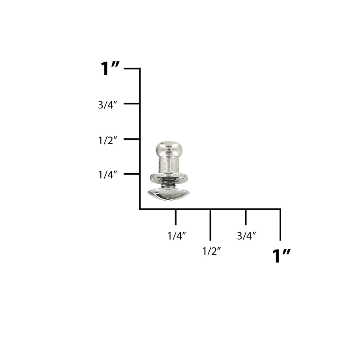 7mm, Gunmetal, Small Collar Button Stud with Screw, Solid Brass - PK5