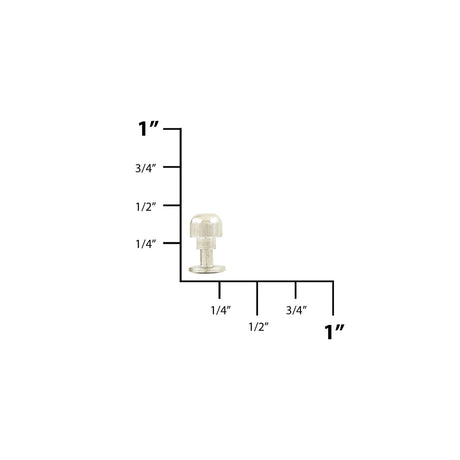 6mm Shiny Nickel, High Dome Press Stud, Solid Brass
