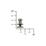 9mm, Gunmetal, Round Top Collar Button Stud with Screw, Solid Brass
