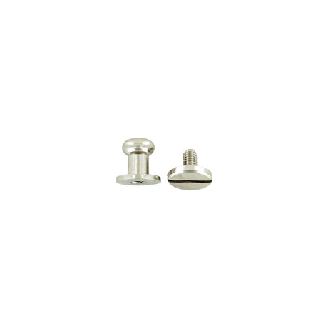 9mm, Nickel, Round Top Collar Button Stud with Screw, Solid Brass