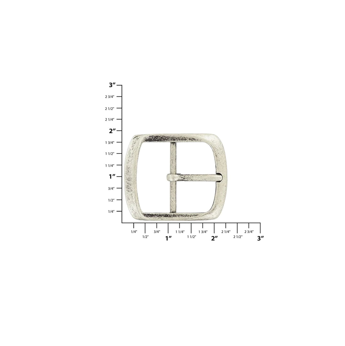 1 1/2" Antique Nickel, Center Bar Buckle, Zinc Alloy