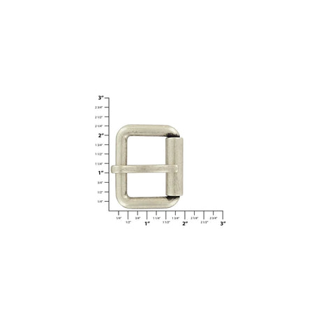 1 1/2" Brushed Nickel, Heel Bar Roller Buckle, Zinc Alloy