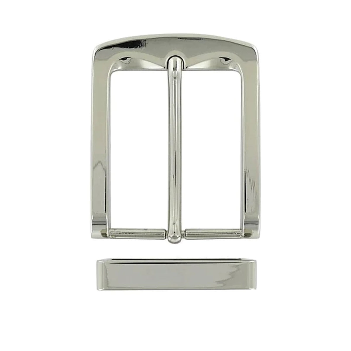 1 1/2" Shiny Nickel, Slim Modern Buckle Set, Zinc Alloy