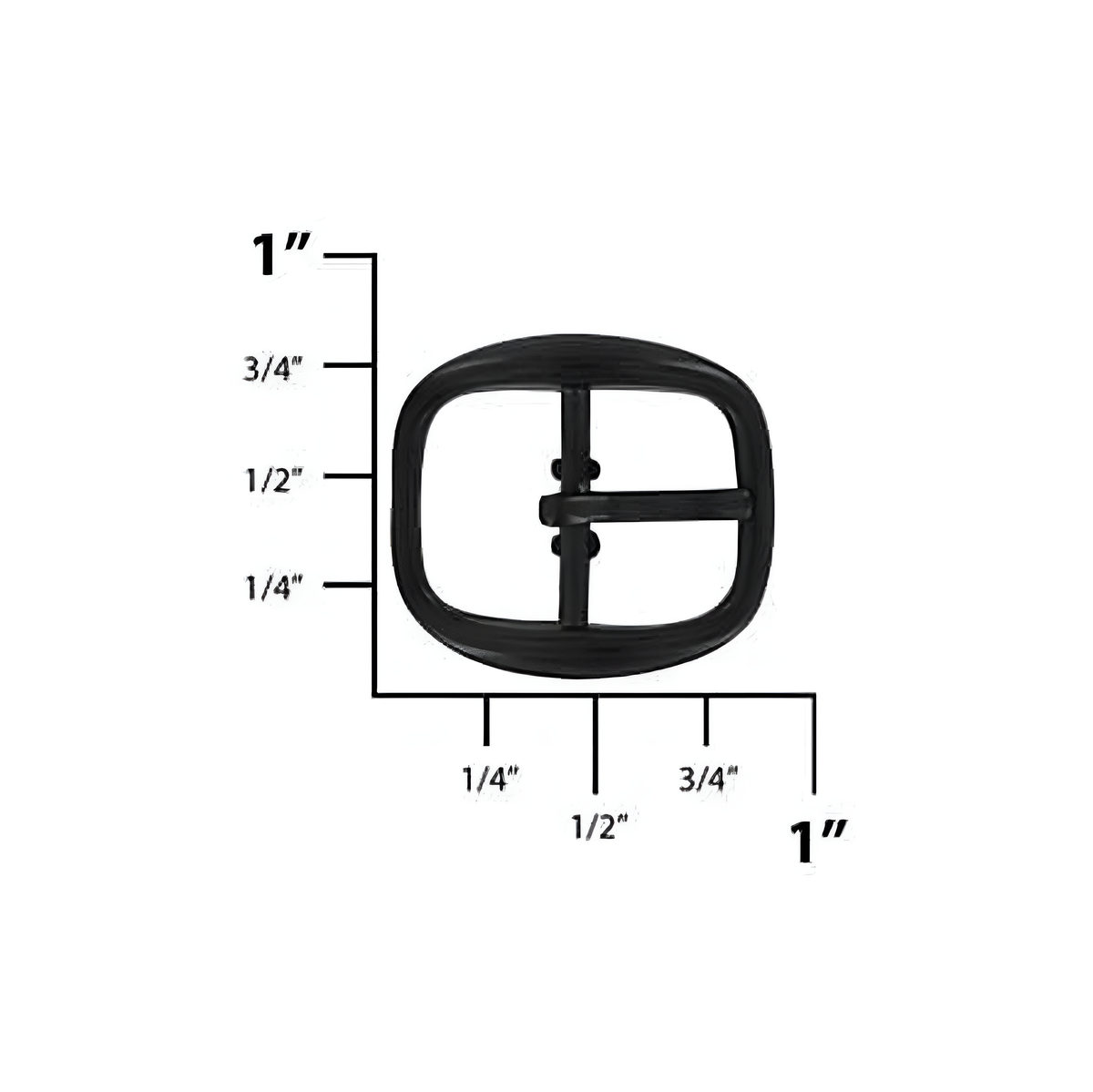1/2" Black, Rounded Center Bar Buckle, Zinc Alloy