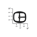 1/2" Black, Rounded Center Bar Buckle, Zinc Alloy