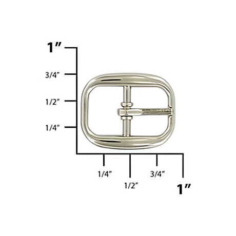 1/2" Shiny Nickel, Center Bar Buckle, Zinc Alloy
