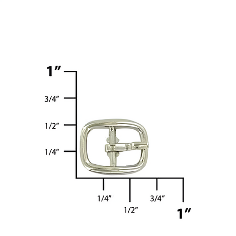 1/4" Nickel, Center Bar Buckle, Zinc Alloy