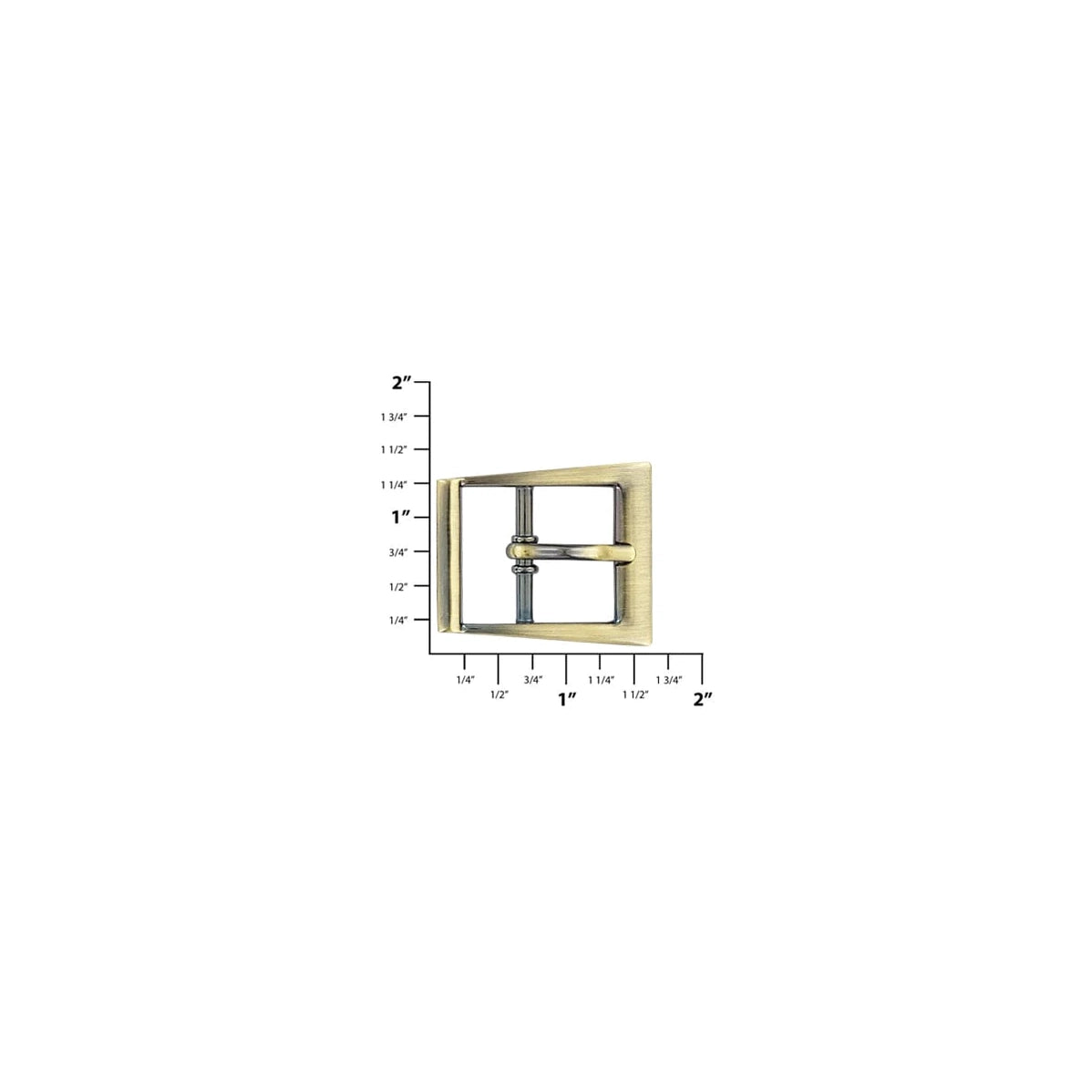 1" Antique Brass, Funky Center Bar Buckle, Zinc Alloy