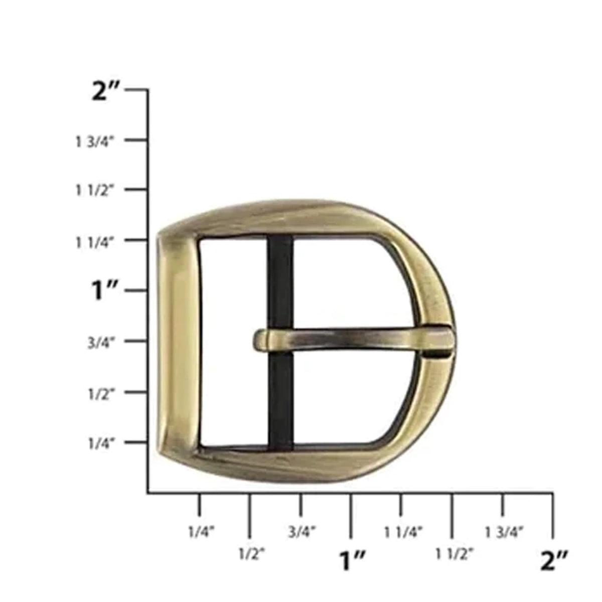 1" Antique Brass, D Shaped Center Bar Buckle, Zinc Alloy