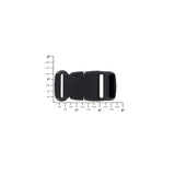 1" Black, Adjustable Side Squeeze Buckle, Plastic