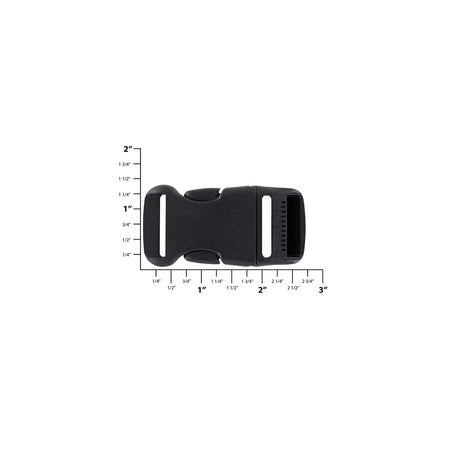 1" Black, Adjustable Side Squeeze Buckle, Plastic