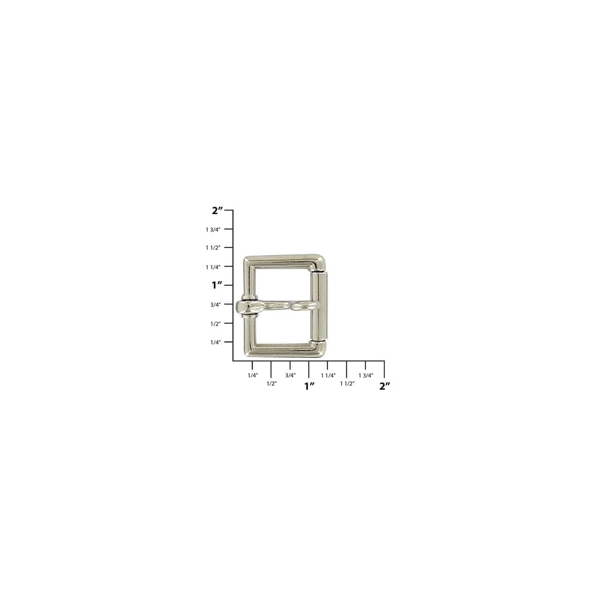 1" Nickel, Locking Tongue Heel Bar Roller Buckle, Zinc Alloy