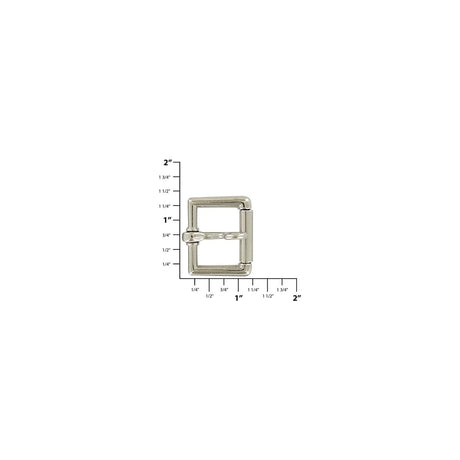 1" Nickel, Locking Tongue Heel Bar Roller Buckle, Zinc Alloy