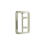 2 1/4" Chrome over Brass, Sam Browne Double Tongue Center Bar Buckle, Solid Brass
