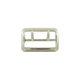 2 1/4" Chrome over Brass, Sam Browne Double Tongue Center Bar Buckle, Solid Brass