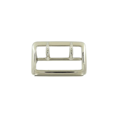 2 1/4" Chrome over Brass, Sam Browne Double Tongue Center Bar Buckle, Solid Brass