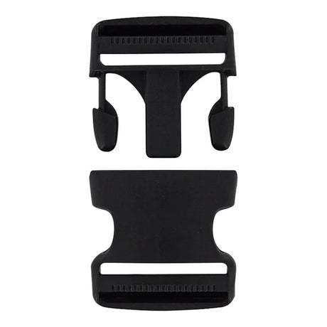2" Black, Dual Adjustable Side Squeeze Buckle, Plastic