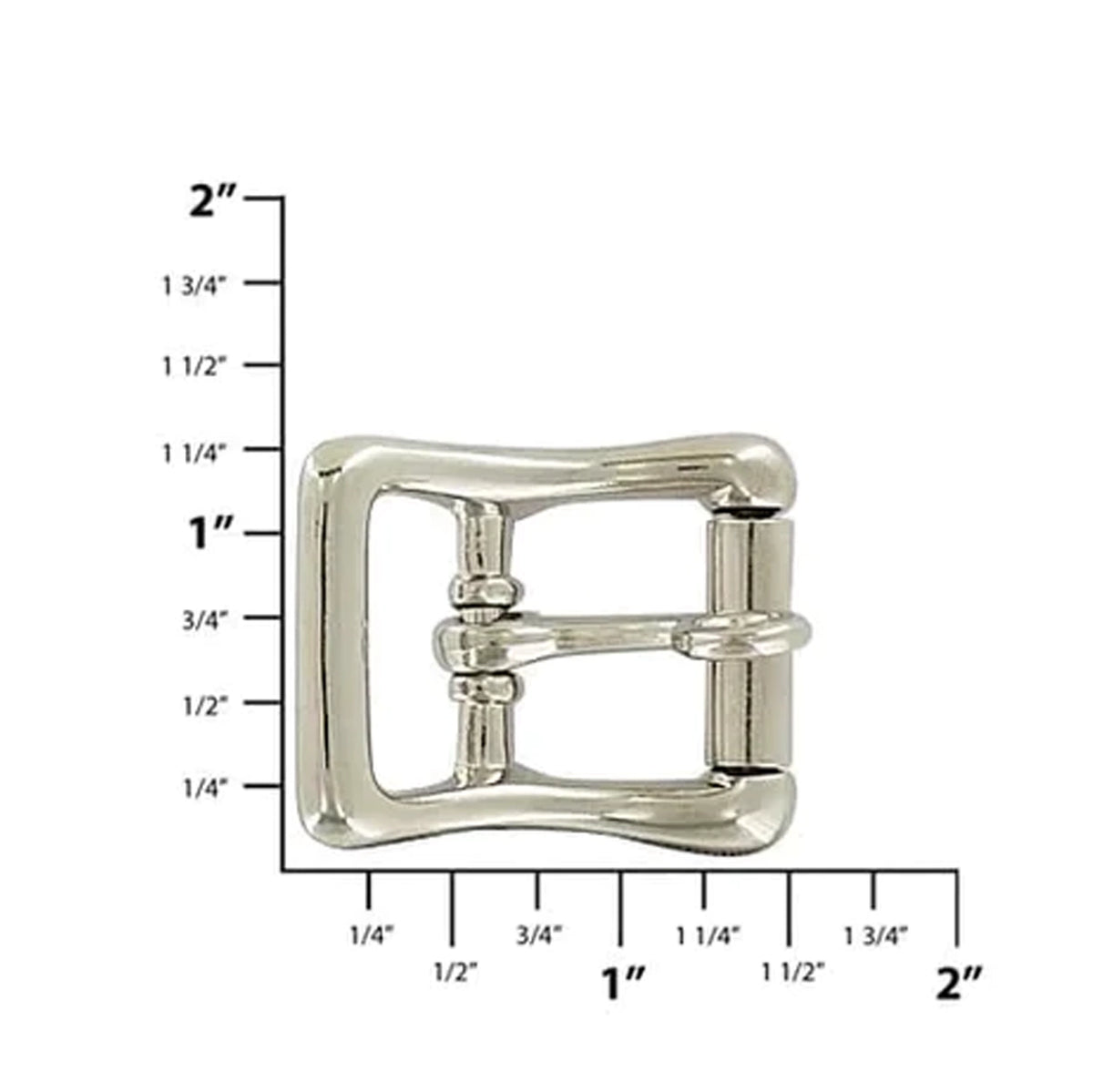 3/4" Nickel, Locking Tongue Center Bar Roller Buckle, Zinc Alloy