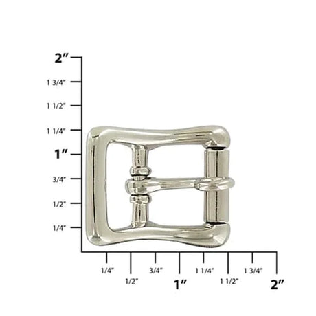 3/4" Nickel, Locking Tongue Center Bar Roller Buckle, Zinc Alloy