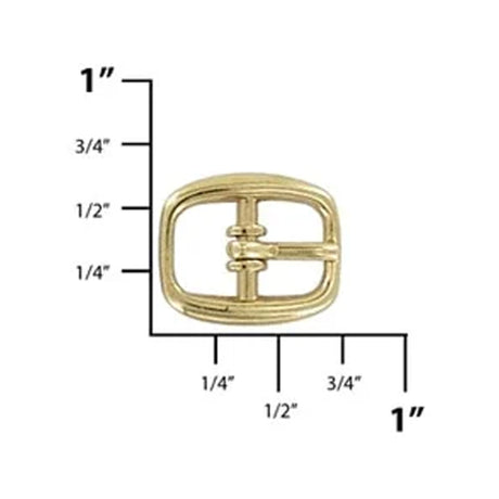 3/8" Gold, 15x18mm Center Bar Buckle, Zinc Alloy
