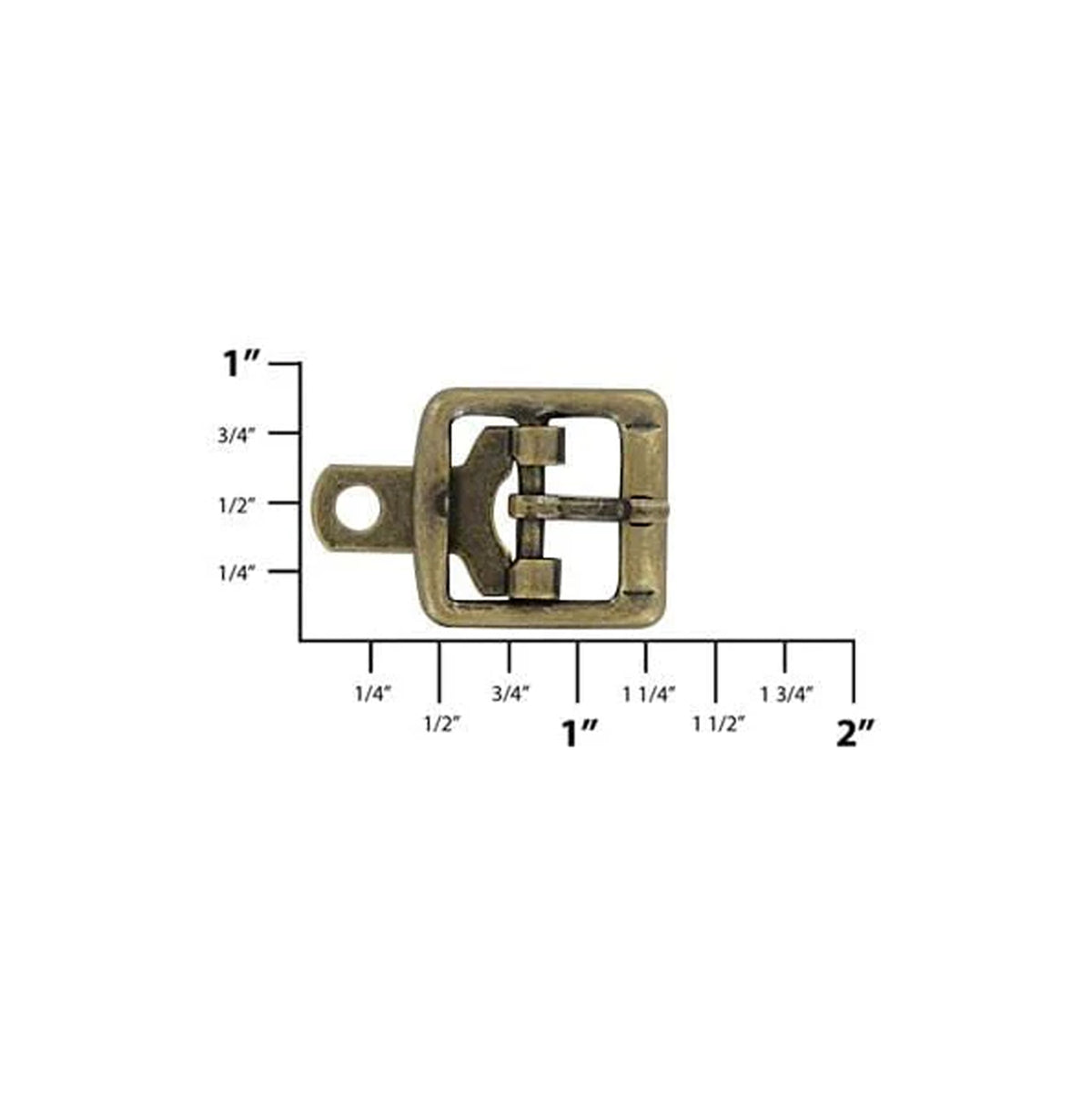 5/8" Antique Brass, "Doc Marten" Center Bar Buckle Buckle, Zinc Alloy