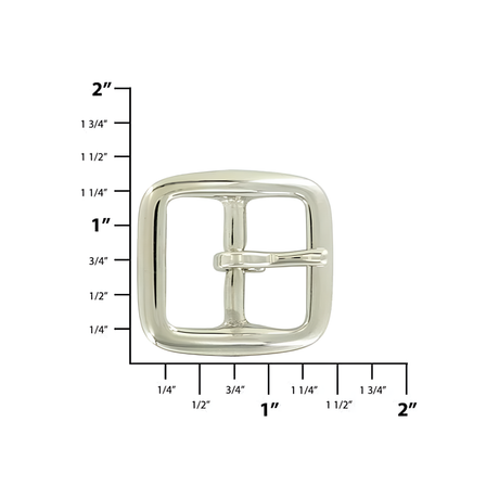 7/8" Nickel, Sam Browne Center Bar Buckle, Solid Brass