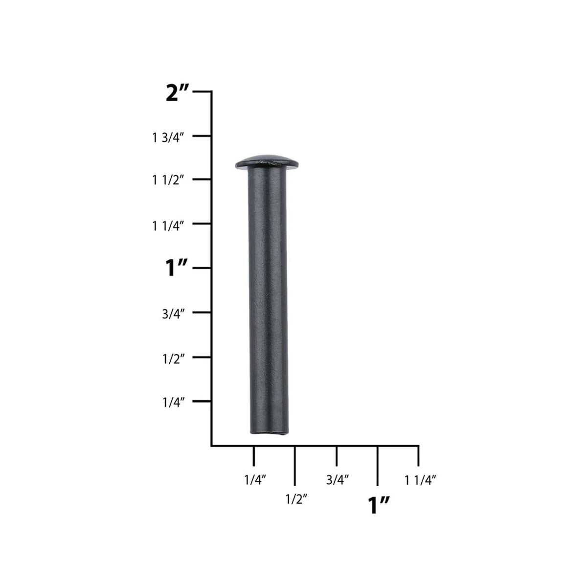 1 1/2" Black, Tubular Rivet, Steel - 12 pk