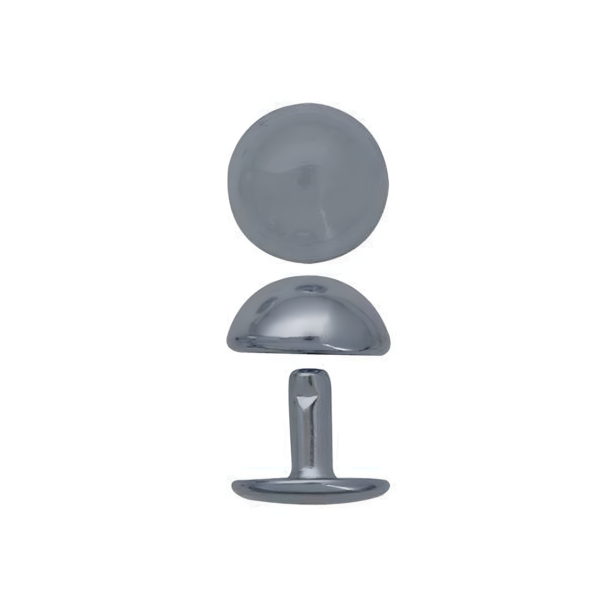 11mm Nickel, 13mm Double Cap Domed Rivet, Steel, 12-pack