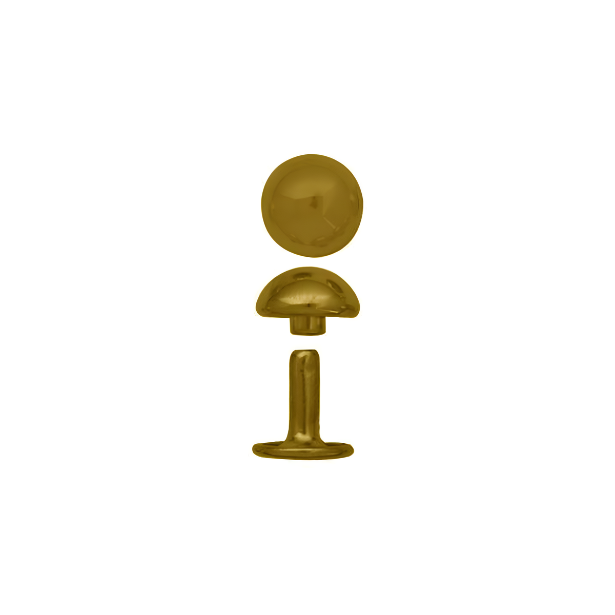 3/8" Gold, Double Cap Domed Rivet, Steel - 12pk